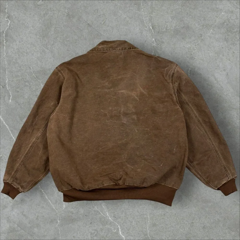 Vintage Y2K Carhartt J102 CHT Chestnut Brown Mesh Lined Sandstone Duck Bomber XL